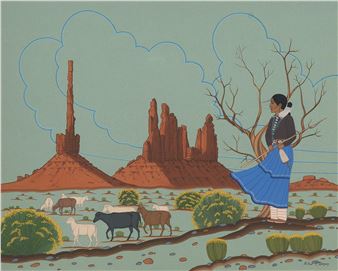Sheep Herder at Totem Pole - Arthur C. Begay