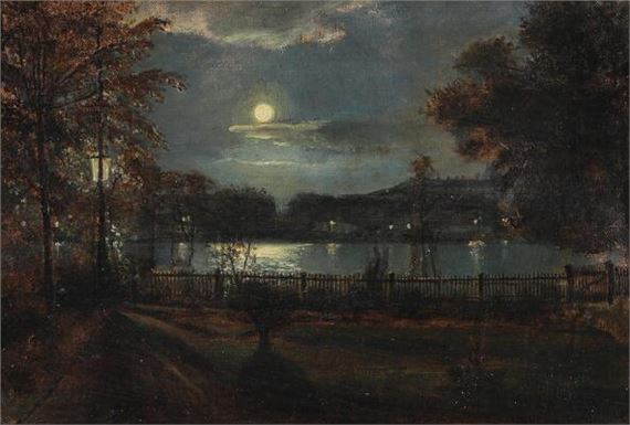 Evening scenery from Sortedamsdosseringen - Julius Hellesen