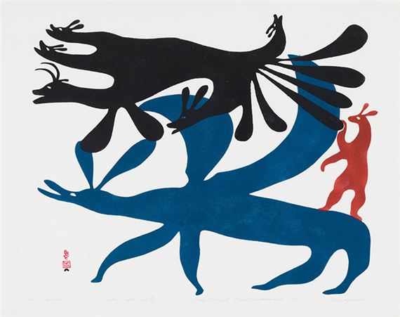 Hare Spirits by Kenojuak Ashevak, dated 1960