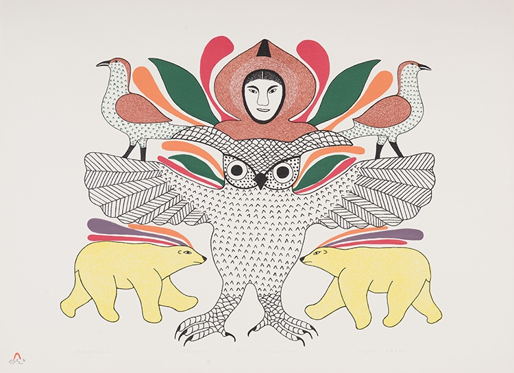 Artwork by Kenojuak Ashevak, Three Lithographs from the Theo Waddington Commissioned Portfolio 2, Made of 3 lithographs