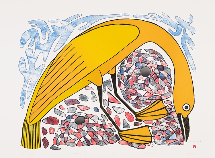 Artwork by Kenojuak Ashevak, Bird Among the Cairnes, Made of lithograph on paper