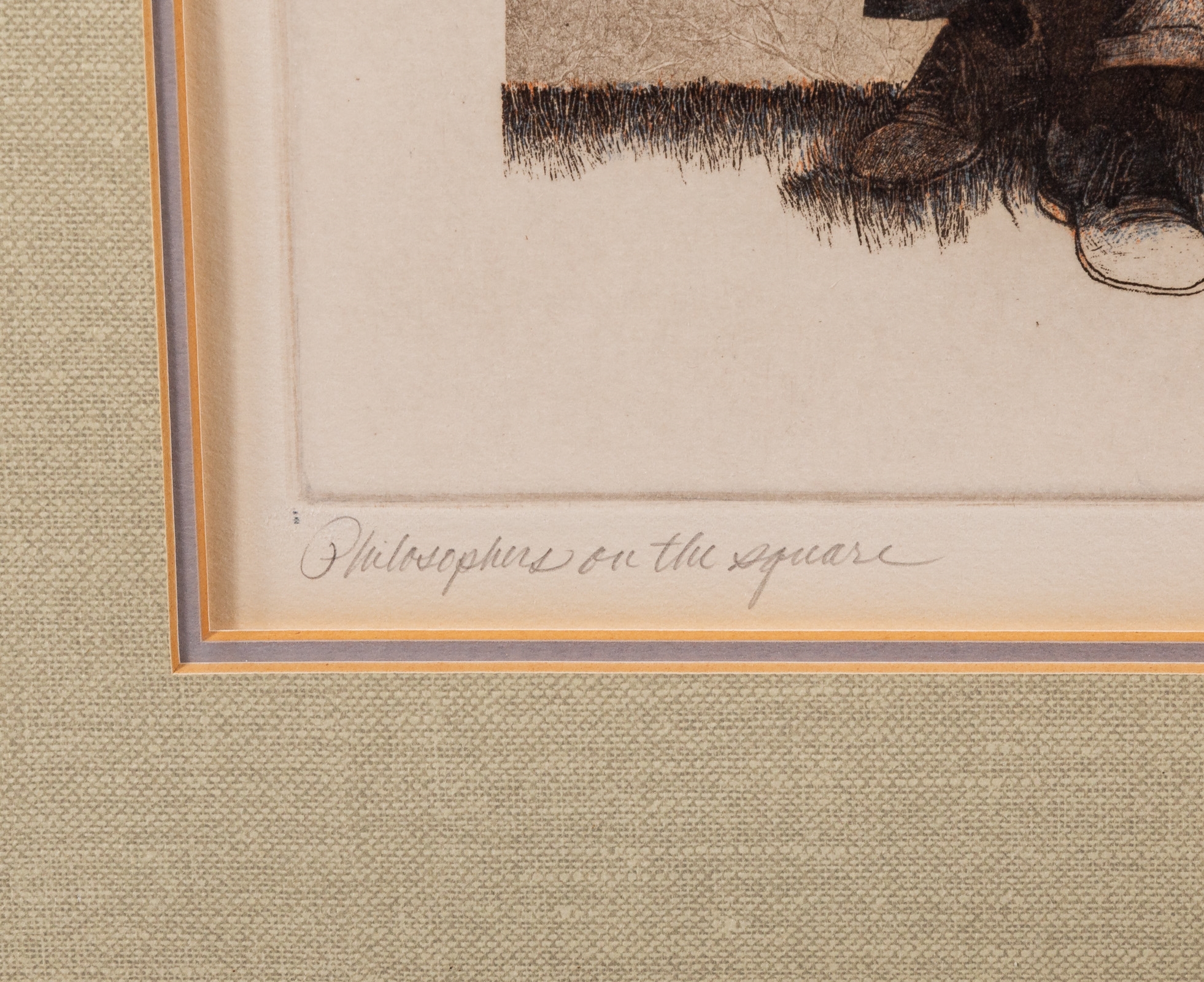 Artwork by Donald Sexauer, Philosophers on the Square, Made of etching