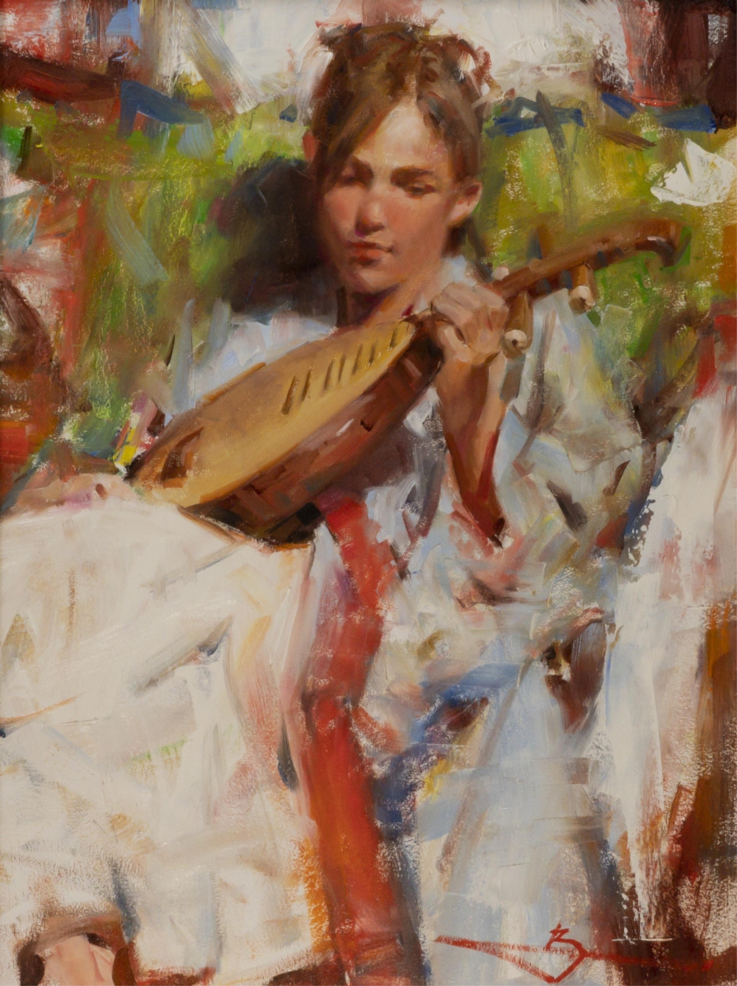 Artwork by Kevin Beilfuss, " Asian Lute ", Made of Oil On Panel