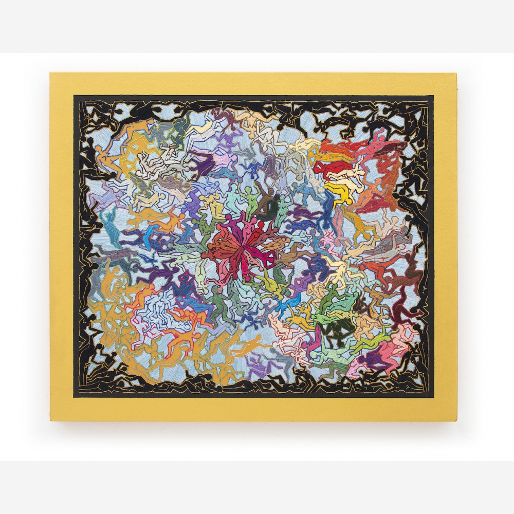 Artwork by Fernando de la Roque, TEOGONIA, Made of acrylic and embroidery with cotton thread on canvas