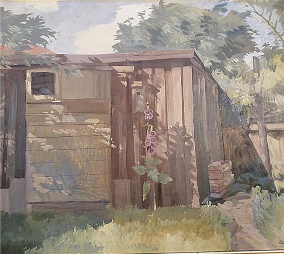 Scenery with garden house by Eiler Sørensen