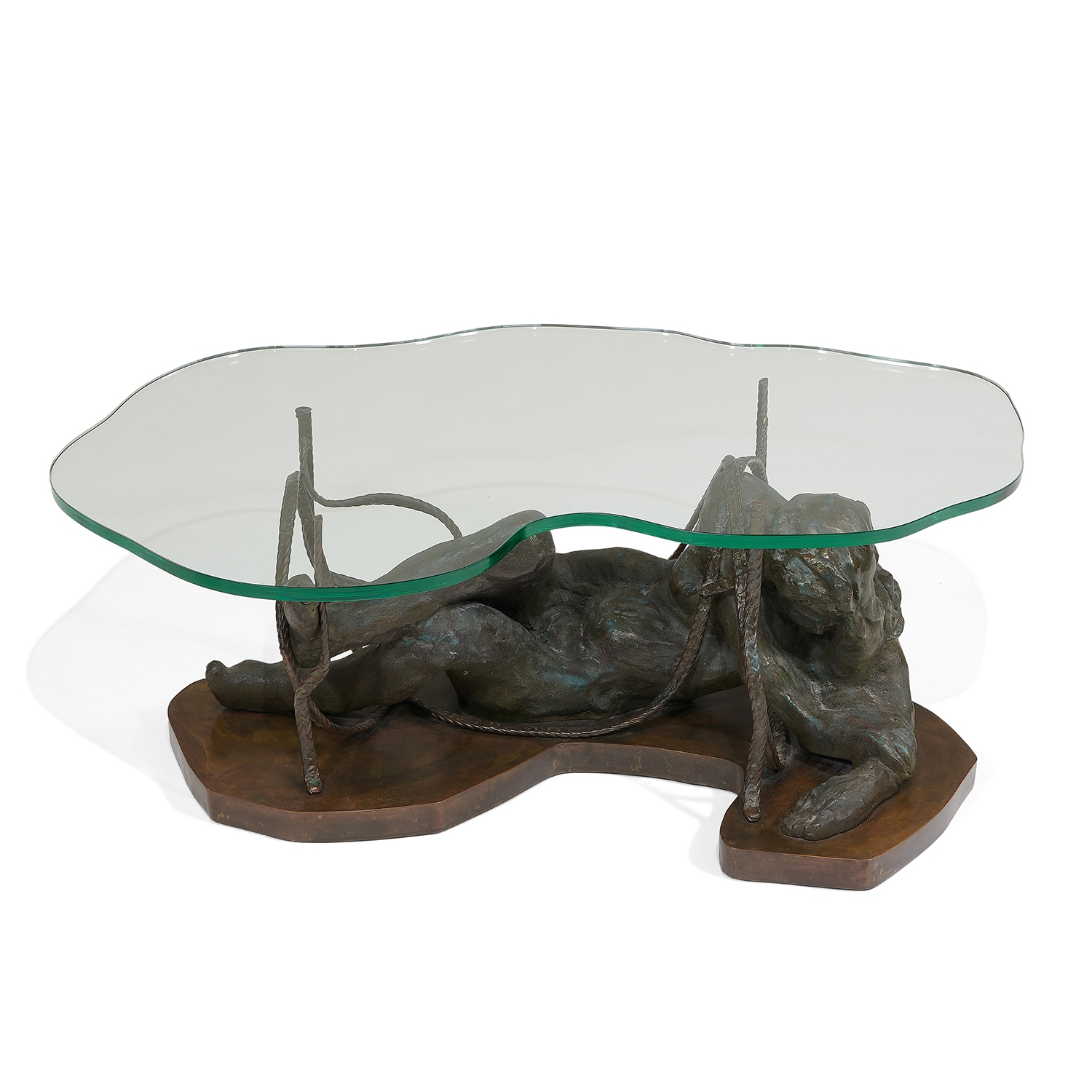 Artwork by Philip LaVerne, Kelvin LaVerne, Repose coffee table This rare table was offered in a limited edition., Made of cast and patinated bronze
