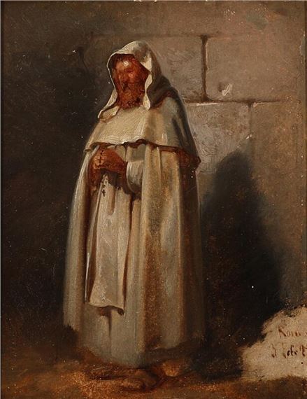 A whiteclad monk with his rosary by Jørgen Roed