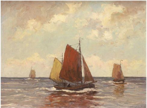 Segelboote auf See by Hans Harländer