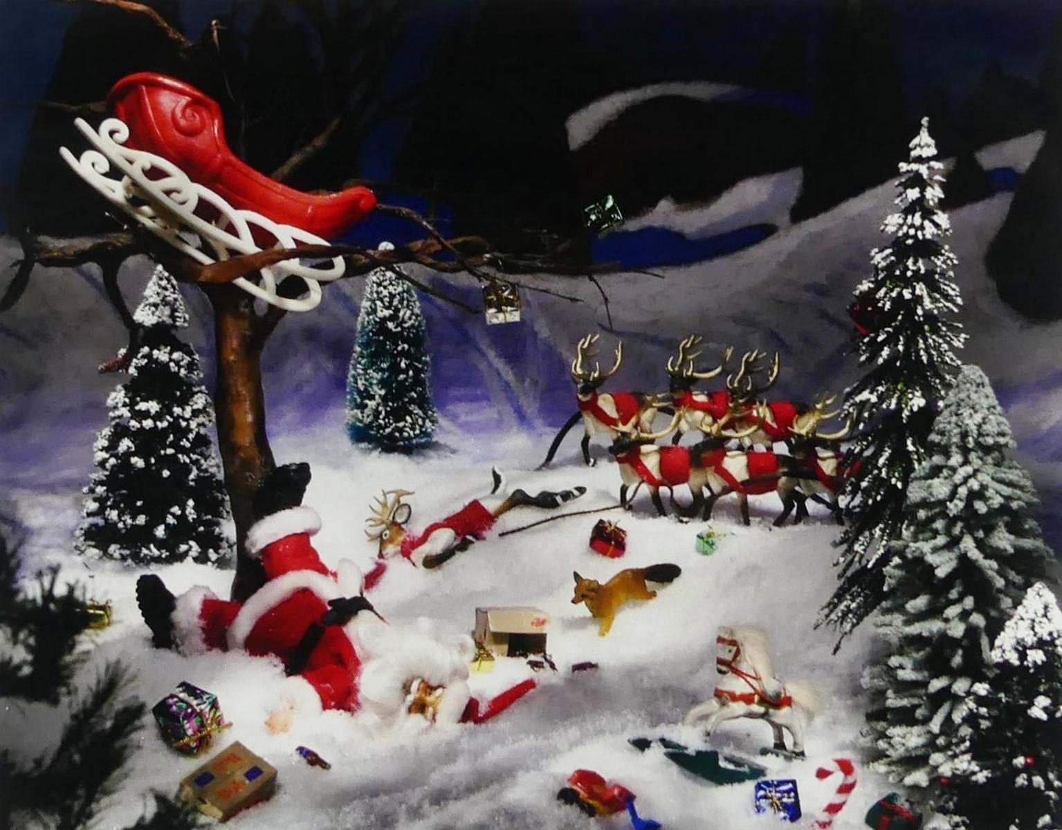 Artwork by Diana Thorneycroft, Group of Seven Awkward Moments (Fatal Accident Near Ski Track), Made of chromogenic print