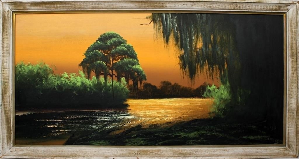 Artwork by Alfred Hair, ORANGE SUNSET, Made of Oil on Upson