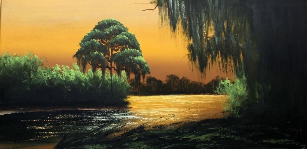 Artwork by Alfred Hair, ORANGE SUNSET, Made of Oil on Upson