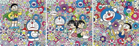 新品 300枚限定 ドラえもん展 版画 「どこでもドア」でお花畑に