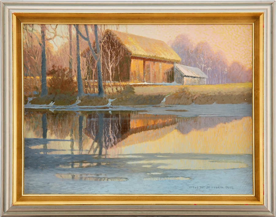Artwork by Olof Walfrid Nilsson, "Marskväll - Råda, Värmland.", Made of oil on canvas