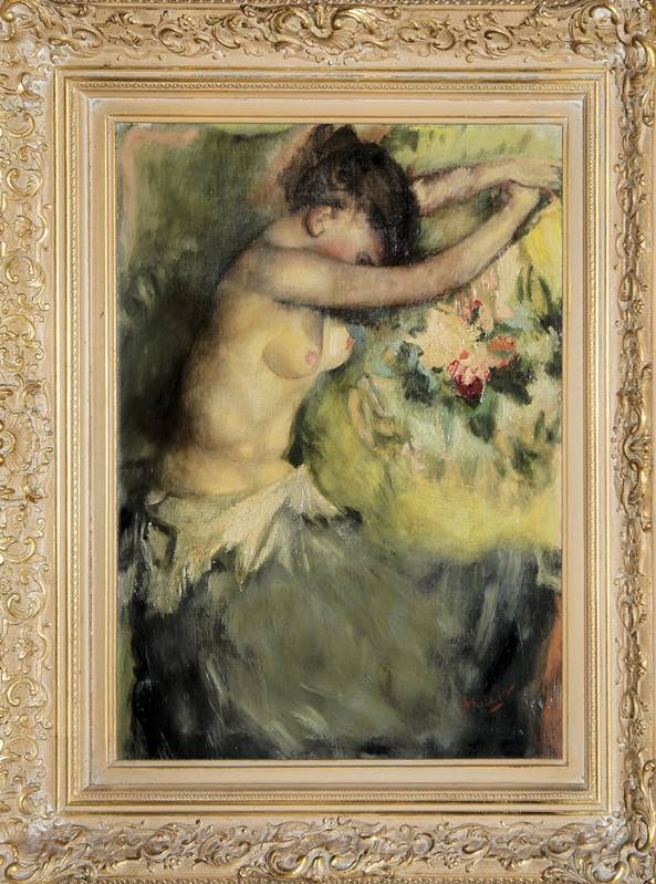 Artwork by Heinz Meyer, Weiblicher Halbakt, Made of oil/ canvas