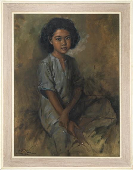 Basoeki Abdullah | Portrait of a young girl seated (1958) | MutualArt