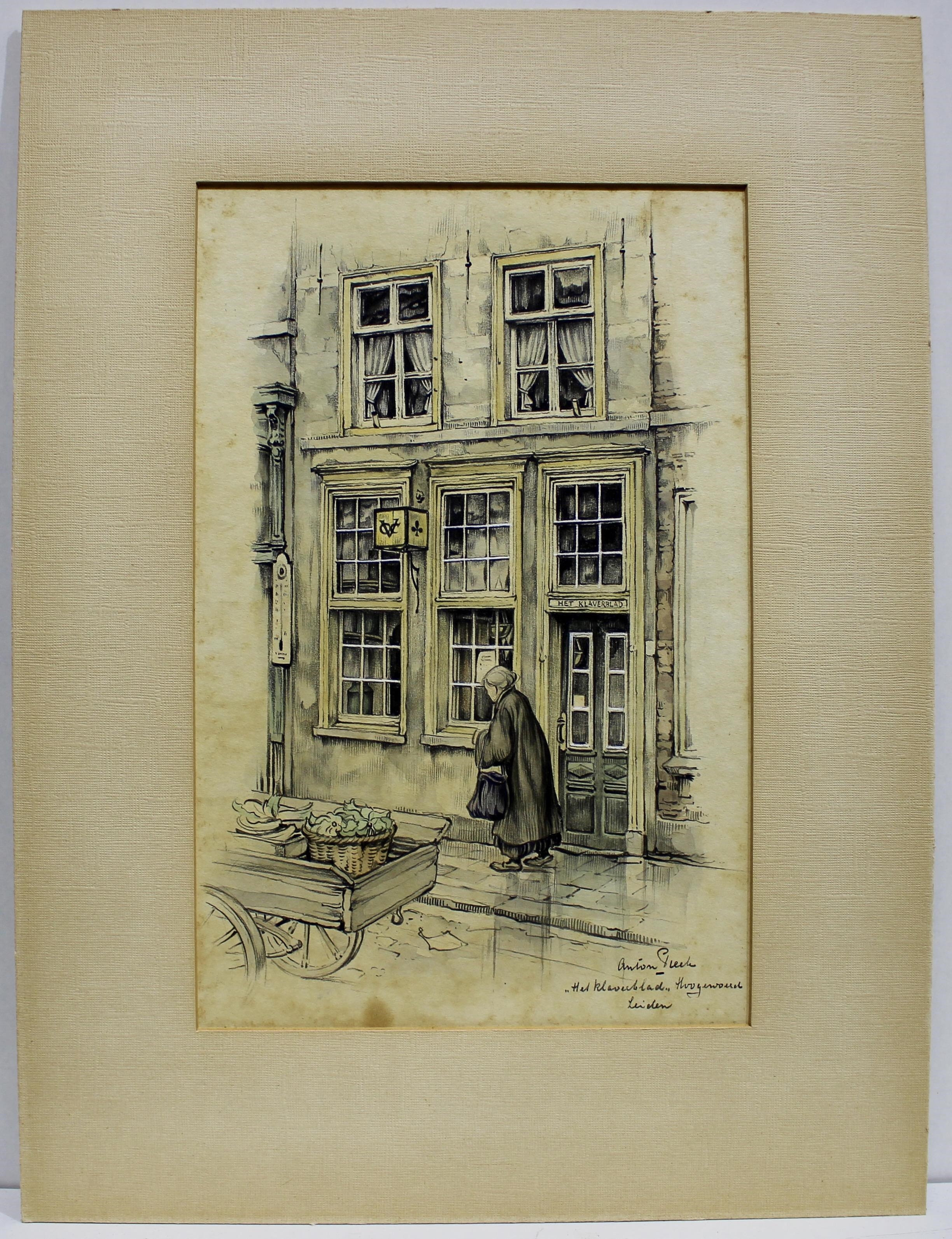 Artwork by Anton Franciscus‏ Pieck, Het klaverblad in Leiden, Made of watercolor