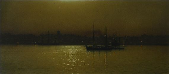 The Port of Liverpool at night by Louis Hubbard Grimshaw