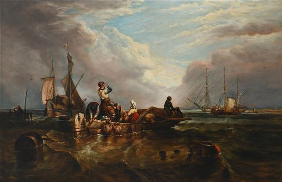 A market boat on the Scheldt by Clarkson Frederick Stanfield, 1899