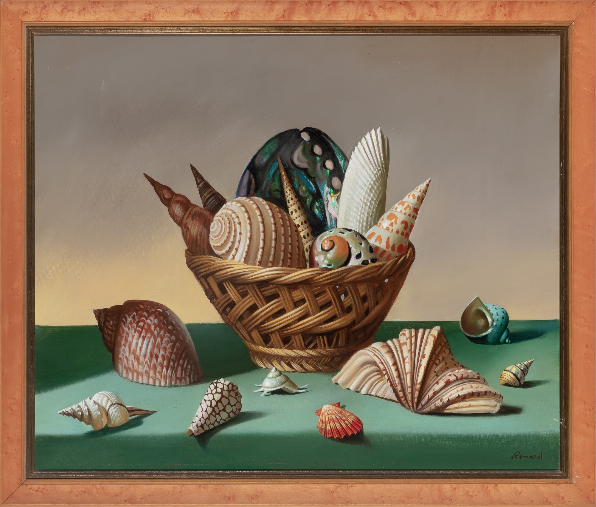 Artwork by Fernand Renard, Coquillages dans un Panier, Made of Oil on canvas