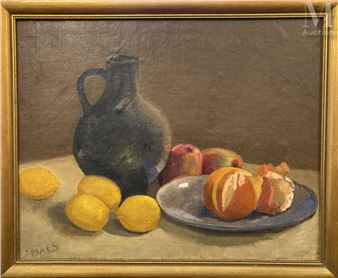 Entablement au pichet et aux fruits - J. Maes