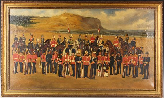 British Military Personnel assembled on a Beach