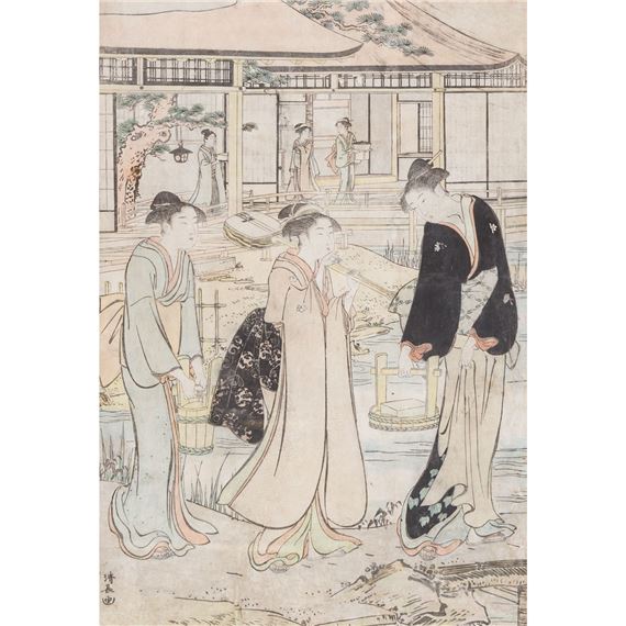 Three beauties by Torii Kiyonaga