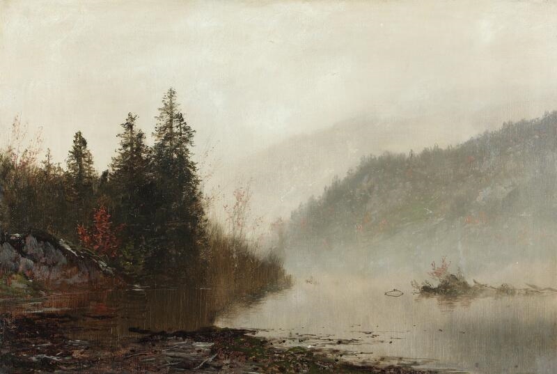 Fog over a fiord by Ludvig Skramstad