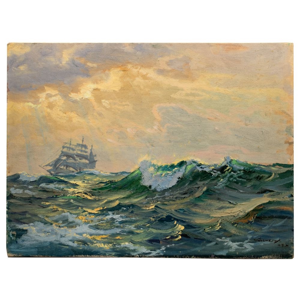 Charles Vickery | Seascape with Clipper Ship in the Distance | MutualArt