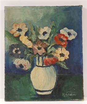 Still life with a bunch of flowers - M. Deidier