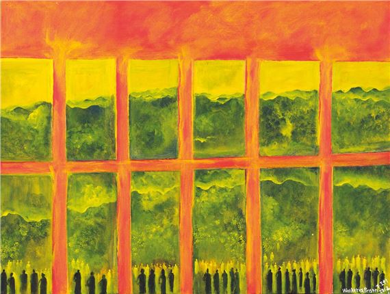 Te tini me te mano (The multitudes) by Tame Iti, painted in 2012