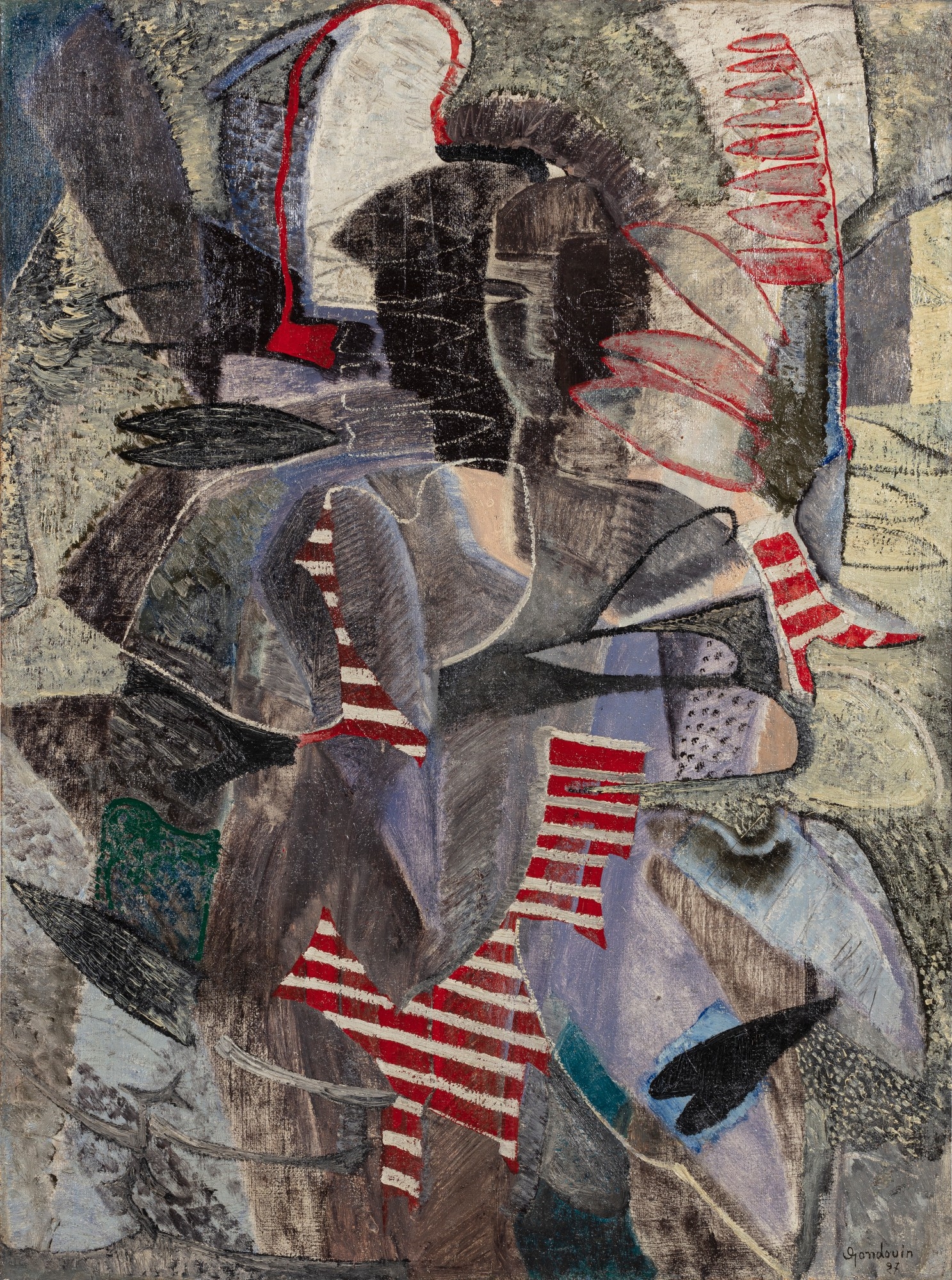 Artwork by Emmanuel Gondouin, Les deux silhouettes, Made of oil on canvas