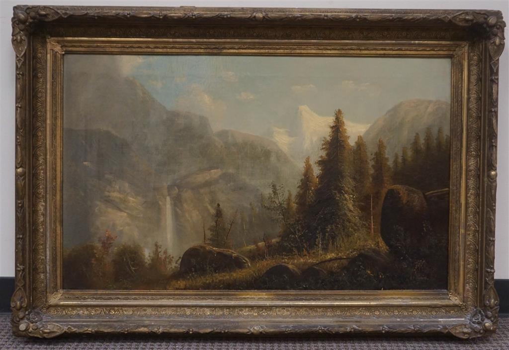 Artwork by J. C. Durand, Snow Capped Mountain Landscape, Made of Oil on Canvas