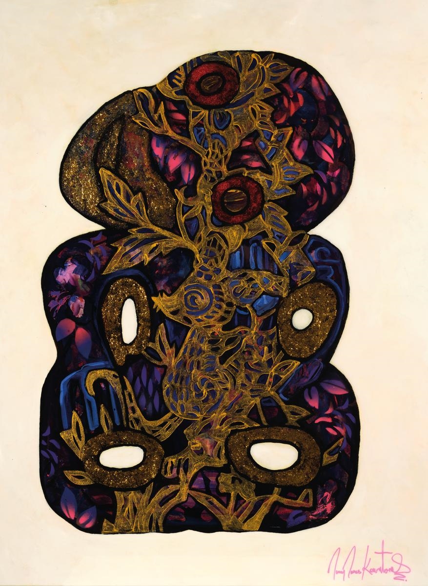 Artwork by Jimmy James Kouratoras, Hei Tiki O Te Kiore, Made of resin on canvas