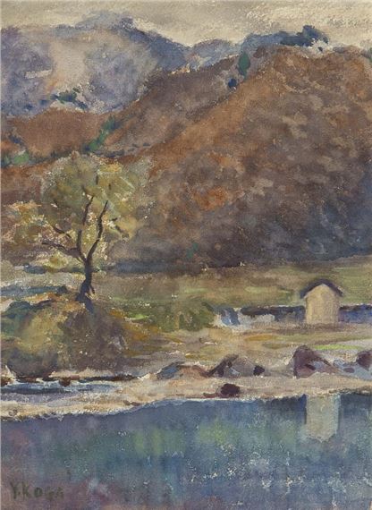 Cloudy day (at Shimonita, Joshu) by Koga Harue, 1912