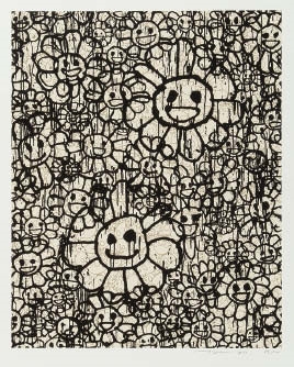 Takashi Murakami x MADSAKI Flowers Black A Silkscreen Print