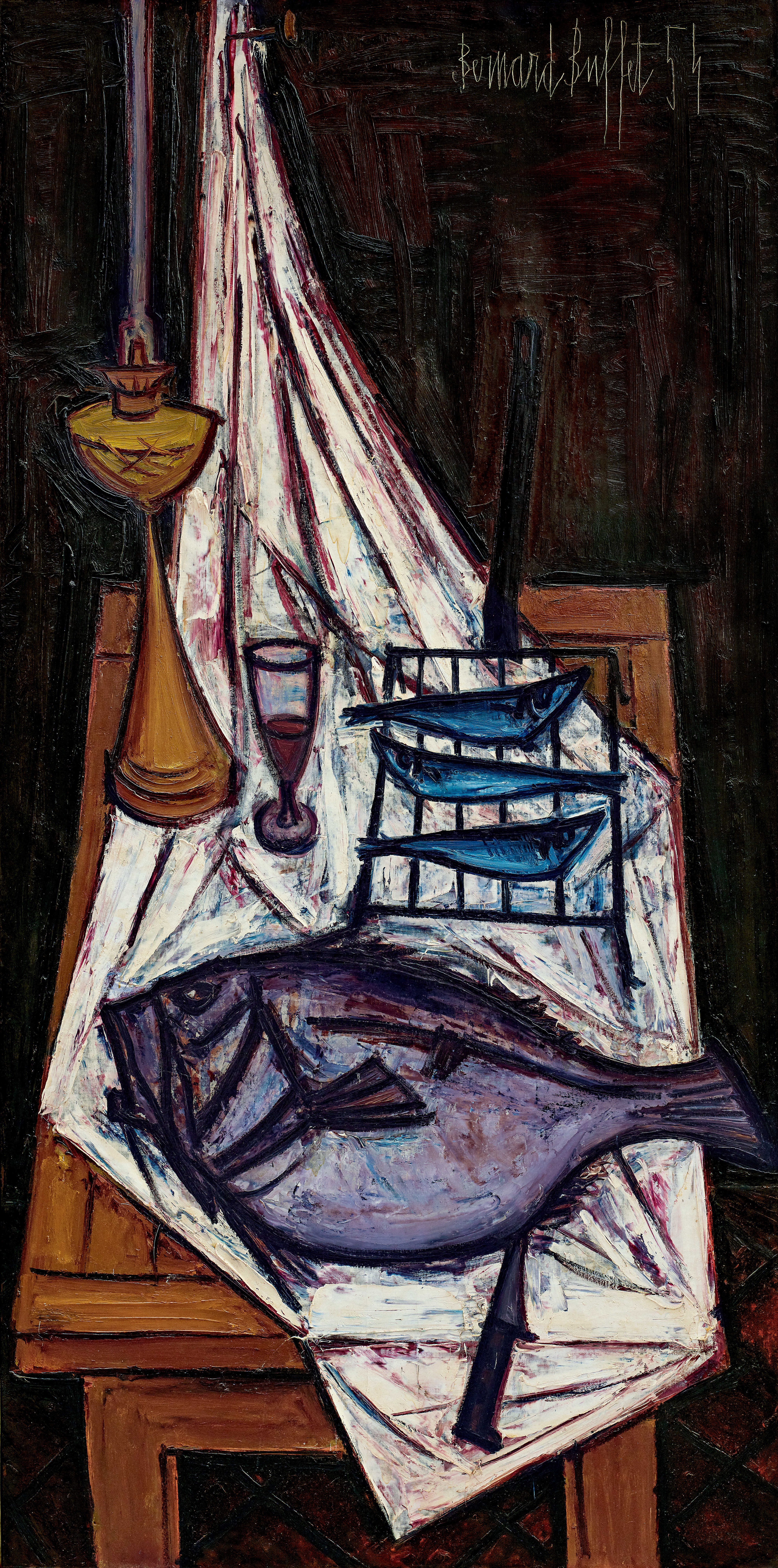 ベルナール・ビュッフェ、「Nature morte au lapin」、希少画集の額装