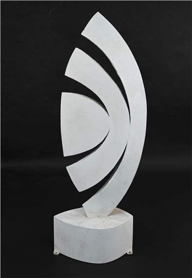 Abstracted leaf sculpture in painted sheet bronze - Homer Gunn