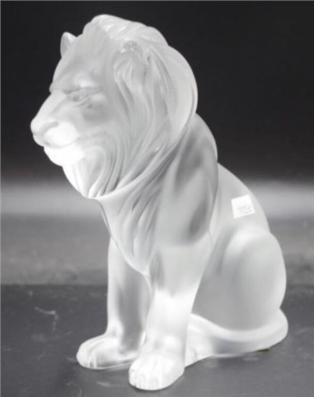 René Lalique | Lalique France frosted crystal Bamara Lion figure