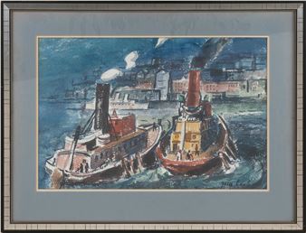 Two tugboats in New York harbor. - Josef Lenhardt