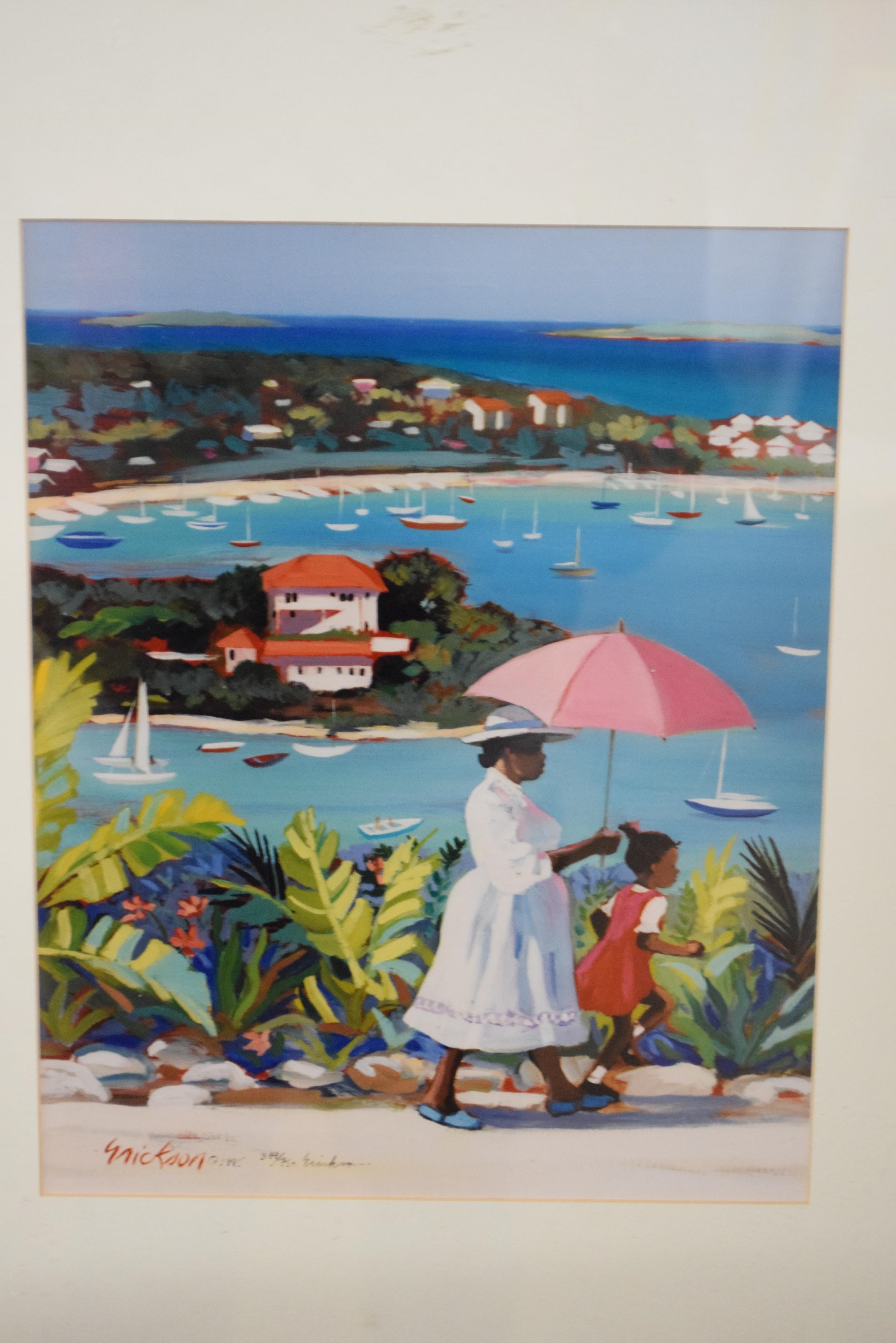 Artwork by Shair Ericsson, West Indian view coloured print, Made of coloured print