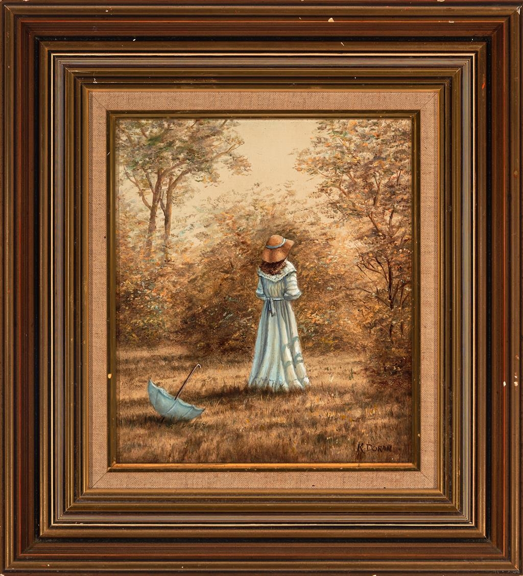 Artwork by Kerry Doran, Lady in Blue Dress, Made of oil on board