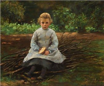 Picnic on wood pile - M. Gandon-Paguet