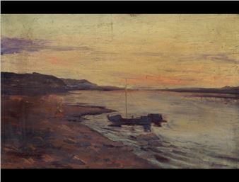 Cove with fishing boat - Maria Markovna Dzhagupova