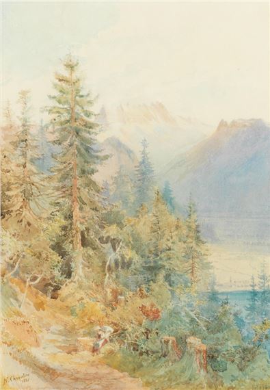 Alpine landscape by Nicolas Chevalier, 1881
