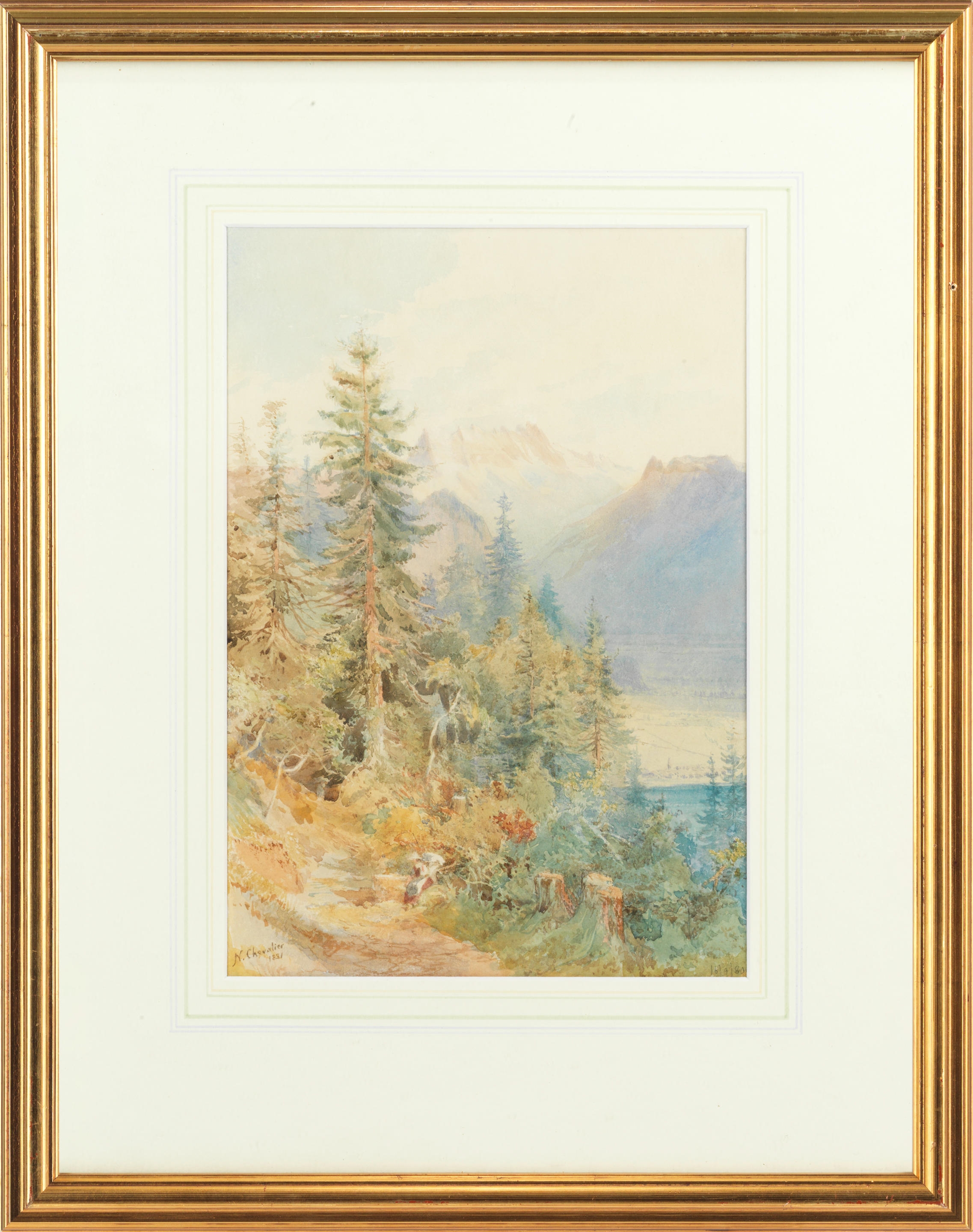 Artwork by Nicolas Chevalier, Alpine landscape, Made of watercolour
