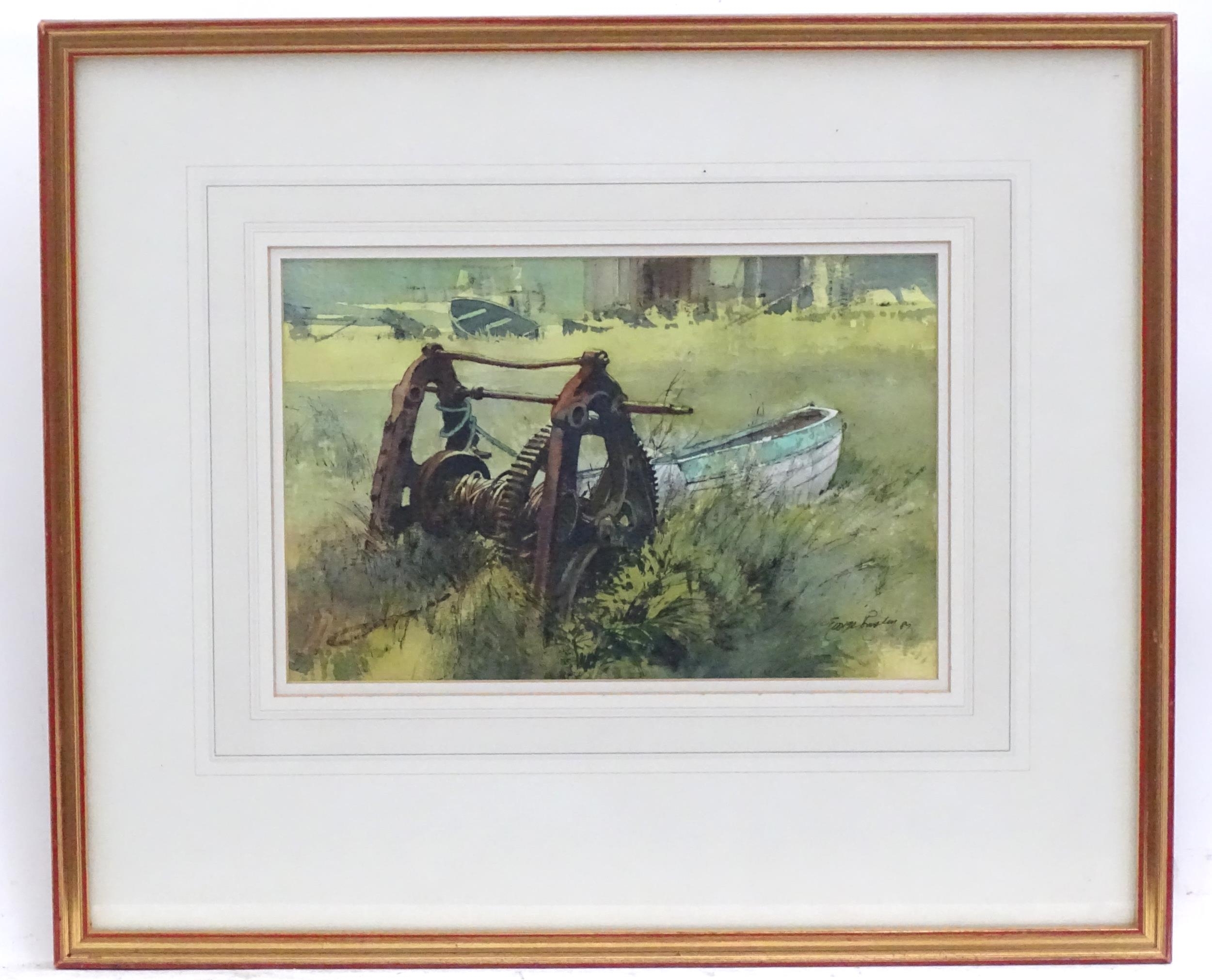 Busby A rowing boat tied to an old harbour winch MutualArt