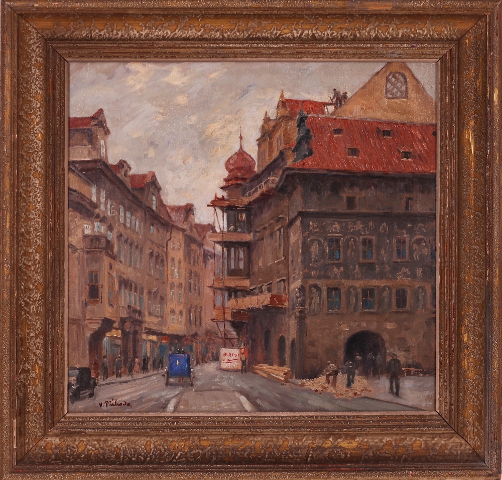 Artwork by Václav Příhoda, DŮM U MINUTY, Made of Oil on canvas