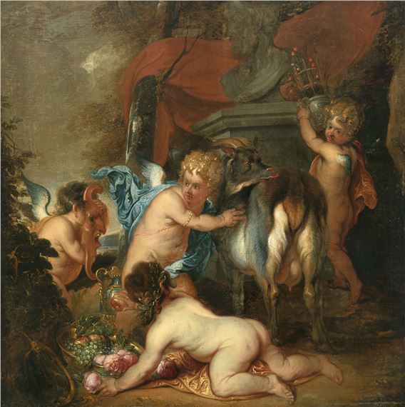 Allegorical representation with putti and goat by Pieter Crijnse Volmarijn