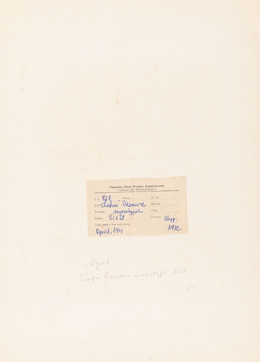 Artwork by Zofia Czerwosz, Garden, Made of monotype/paper