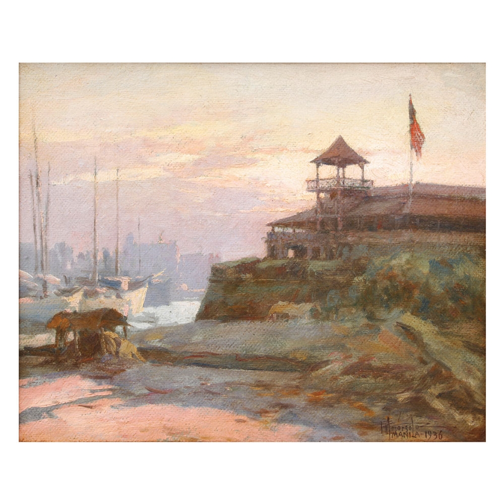 Artwork by Fernando Amorsolo, Baluarte de Sta. Barbara, Fort Santiago, Made of oil on canvas